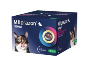 pack of milprazon chewable wormer tablets for cats