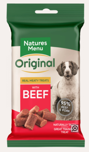 natures menu real meaty dog treats beef
