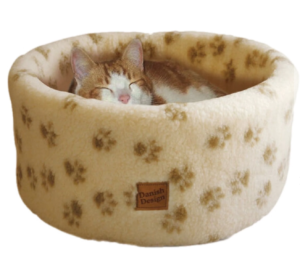 cosy fleece cat bed with paw print design