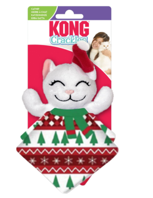 kong holiday crackles santa kitty christmas cat toy