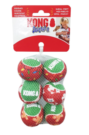 kong holiday squeakair balls dog toys