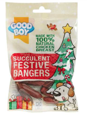 succulent festive bangers dog chew