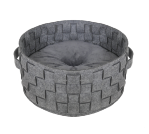 rosewood felt and fur plaited cat bed