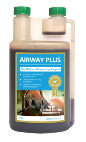 global herbs airway plus liquid respiratory supplement for horses