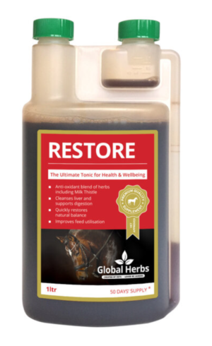 global herbs restore liver liquid supplement for horses