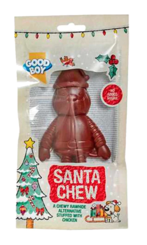 santa dog chew stuffed with chicken