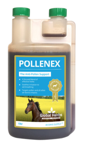 global herbs pollenex respiratory supplement solution for horses