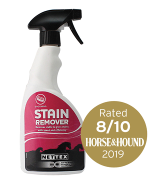 Spray bottle of nettex stain remover for horses.