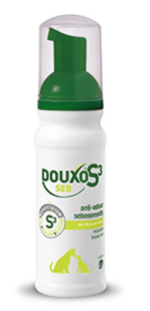 150 ml bottle of douxo s3 seb mousse for cats and dogs