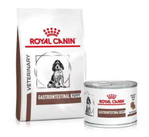 royal canin veterinary health nutrition gastrointestinal puppy food in dry and wet forms.