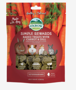 oxbow simple rewards baked treats with carrot and dill for rabbits, guinea pigs and chinchilla