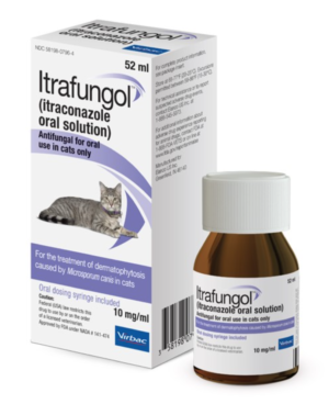 52 ml bottle of itrafungol for cats - used to treat ringworm