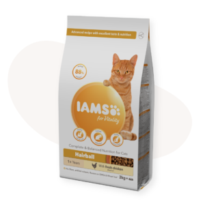 bag of iams vitality hairball food for cats
