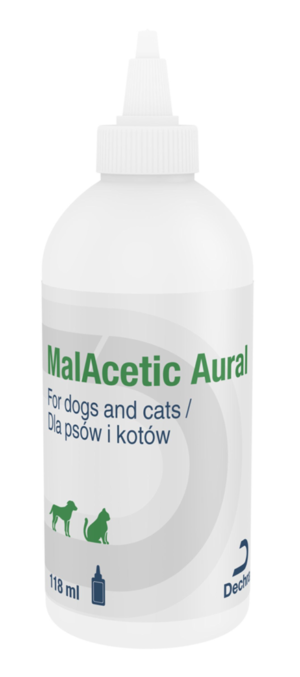 118ml bottle of malacetic ear cleaner for dogs and cats.