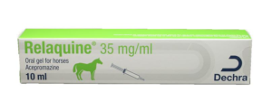 tube of relaquine gel which contains acp to help sedate horses