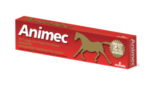 tube of animal horse wormer in packaging