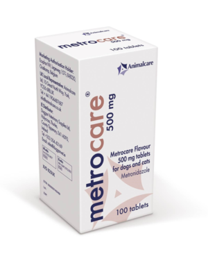 bottle of metro care flavoured tablets for dogs and cats