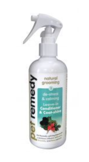 bottle of leave in coat conditioner for dogs from pet remedy