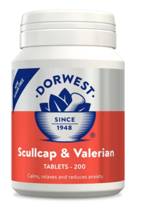 pack of dorwest scullcap and valerian tablets to help reduce stress and anxiety in your pet