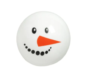ball with a snowman face dog toy