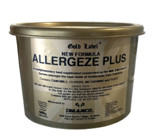 tub of gold label allergeze plus for horses