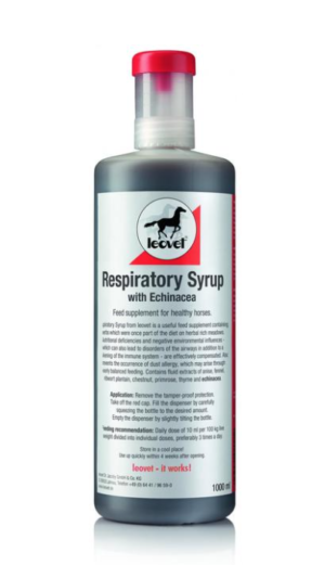 bottle of leovet respiratory syrup for horses