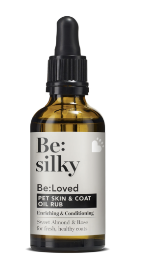 bottle of be:silky skin and coat oil