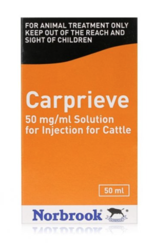 50ml bottle of carprieve injection for cattle
