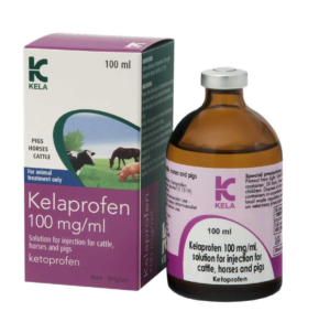 bottle of kelaprofen injection for cattle, pigs and horses
