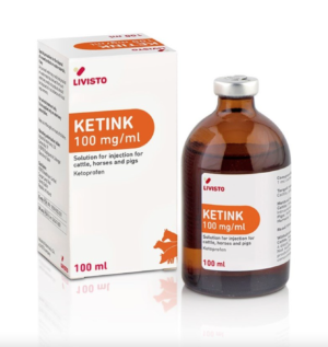 bottle of ketink injection for cattle, pigs and horses