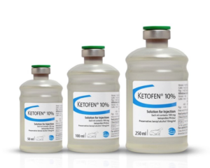 bottles of ketofen injection for cattle, pigs and horses