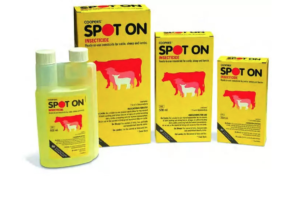 bottles of fly and lice spot on for cattle and sheep