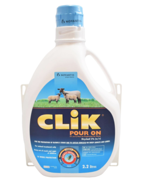 bottle of clip pour-on solution for sheep