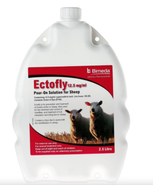 bottle of ectofly pour on solution for sheep