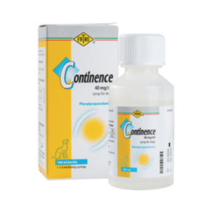 bottle of continence syrup for dogs