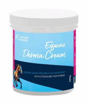 tub of equine derma cream for use on horses skin