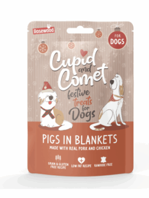 Rosewood Cupid & Comet Pigs in Blankets Dog Treats 100g